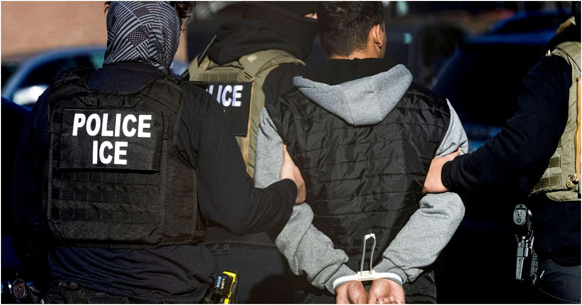 আইসের হাতে আটক এক ব্যক্তি। ছবি: রয়টার্স